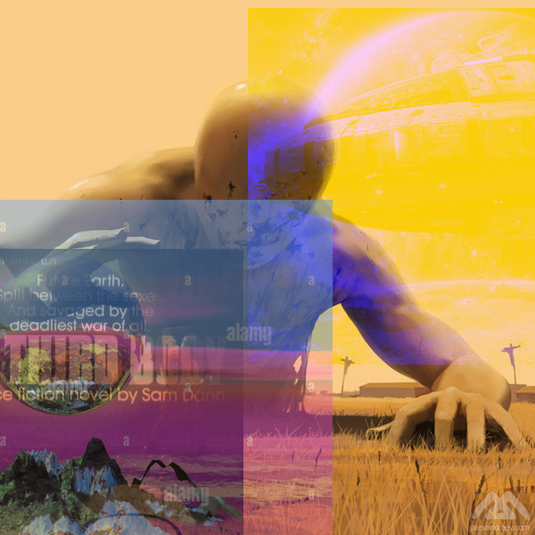 Bild-Collage aus Fotos in surrealistischem Science-Fiction Style